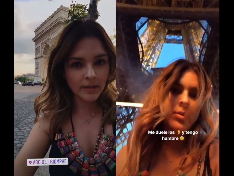 A pesar del calor, la actriz visitó el Arco del Triunfo e hizo fila para subir a la torre Eiffel.