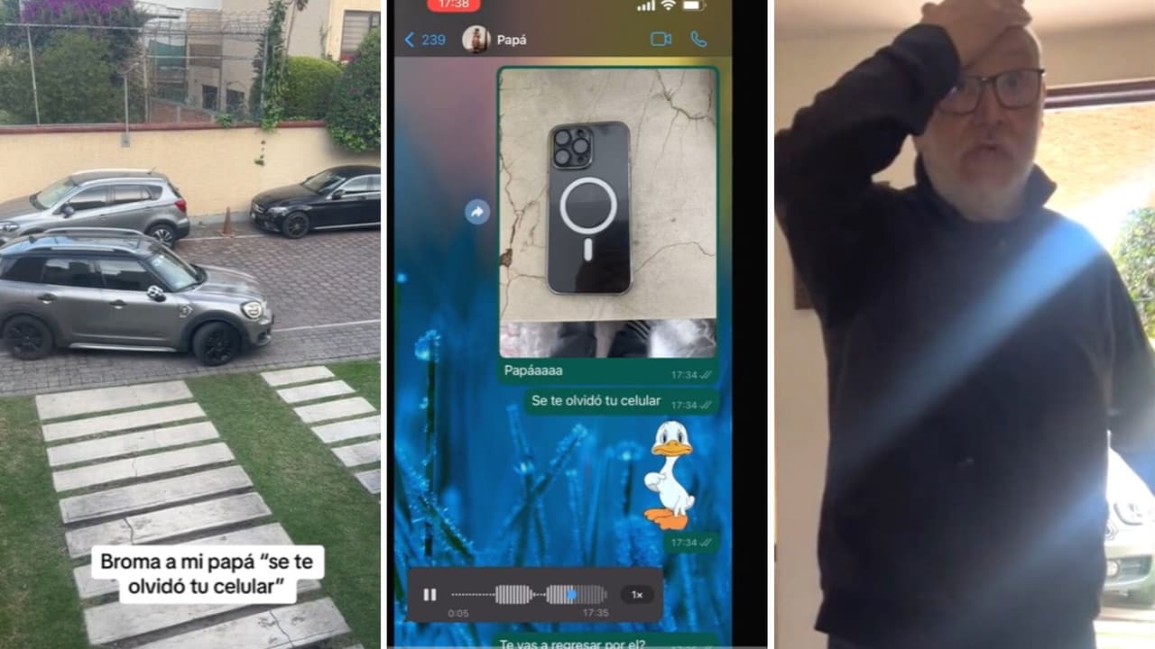 "Se te olvidó tu celular": Hace broma a su papá e Internet no puede creer que él haya caído